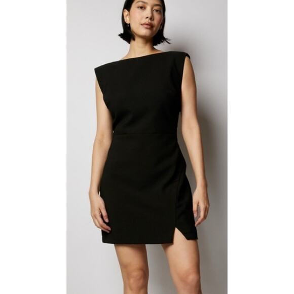 Revolve Likely Amari black boat neck ruched sleeveless mini dress 10 - Picture 1 of 10